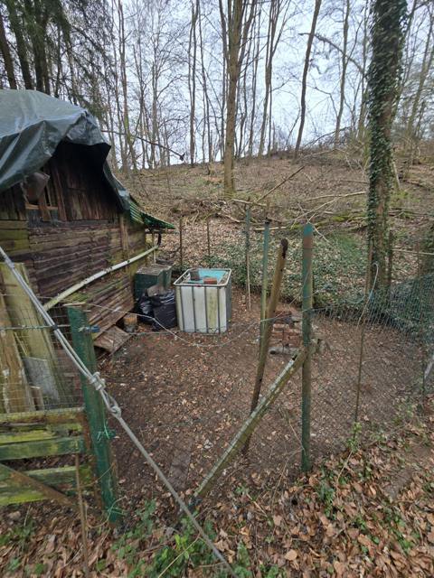 Räumung rund um eine alte Gartenhütte